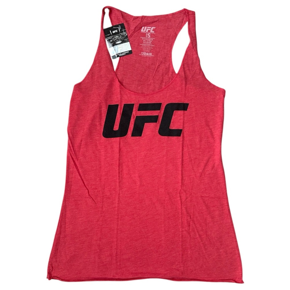 UFC Authentic Womens Red Tank Top Black Logo Workout Exercise Size Small NWT $35